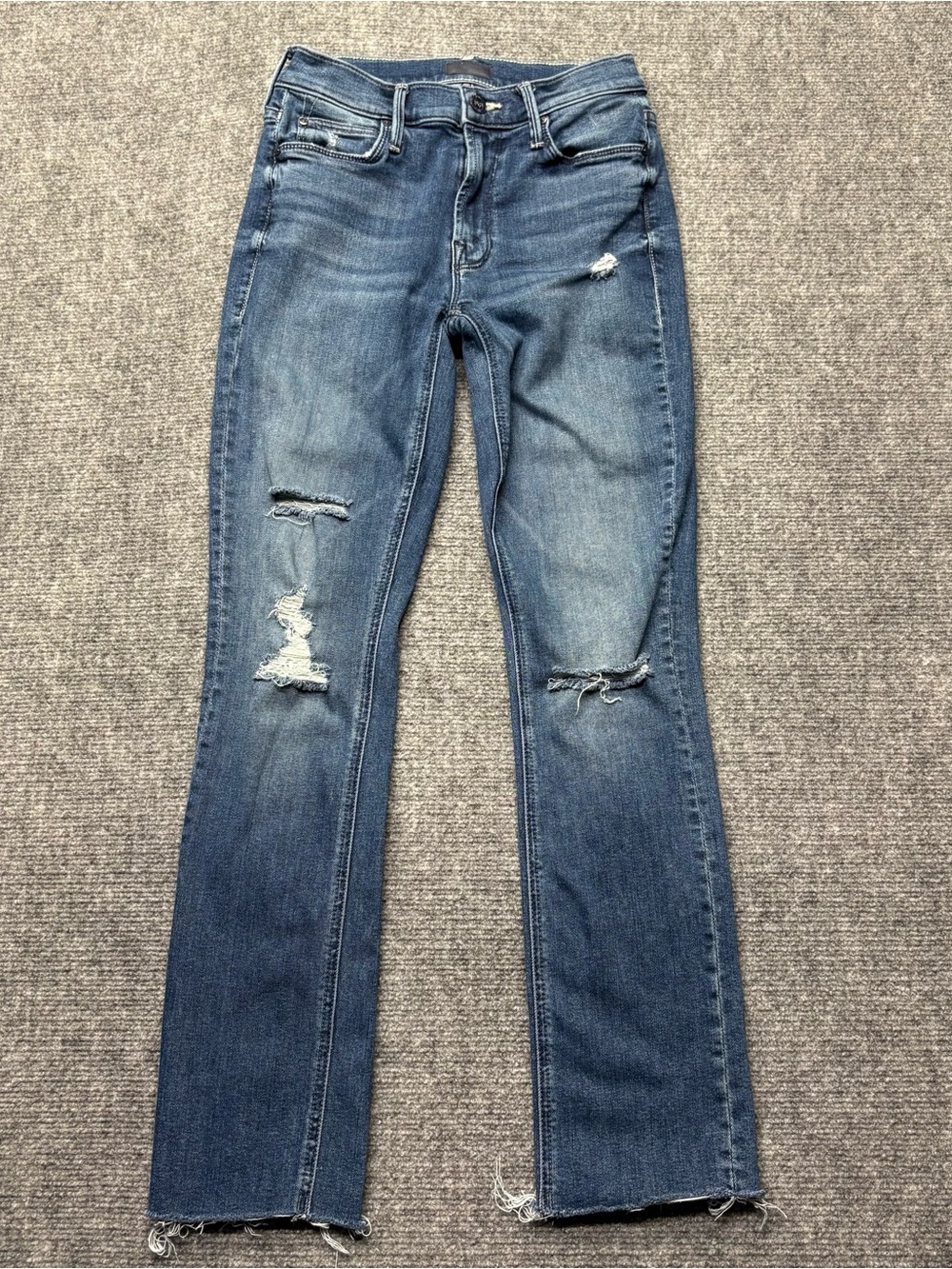 Mother Jeans Womens 24 Blue Mid Rise Dazzler Ankle Fray in Weekend Warrior